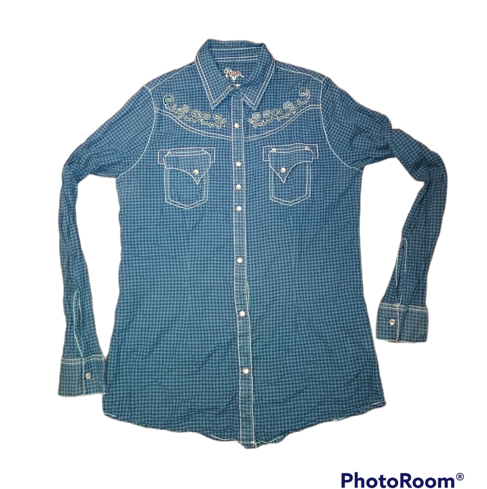 Blue Embroidered Women's Top
